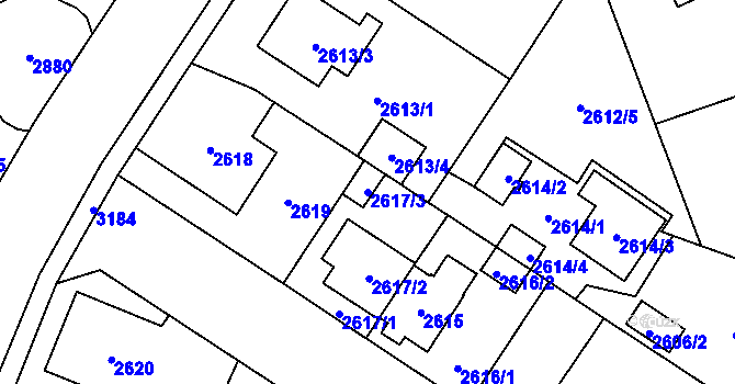 Parcela st. 2617/3 v KÚ Bolevec, Katastrální mapa
