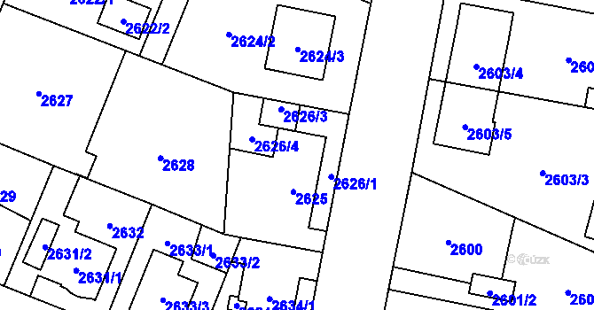 Parcela st. 2626/2 v KÚ Bolevec, Katastrální mapa