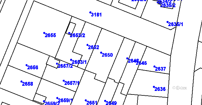Parcela st. 2650 v KÚ Bolevec, Katastrální mapa