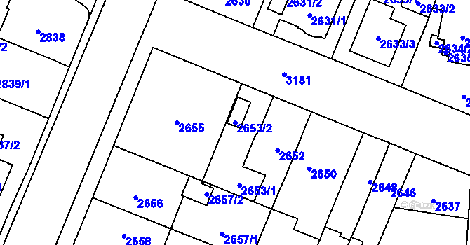 Parcela st. 2653/2 v KÚ Bolevec, Katastrální mapa
