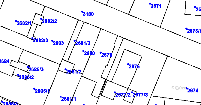 Parcela st. 2678 v KÚ Bolevec, Katastrální mapa