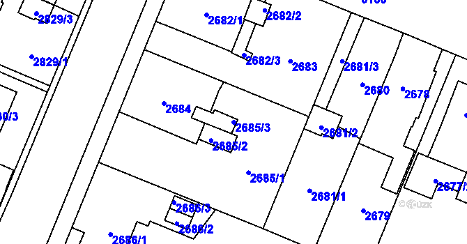 Parcela st. 2685/3 v KÚ Bolevec, Katastrální mapa