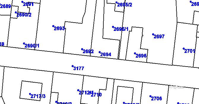 Parcela st. 2694 v KÚ Bolevec, Katastrální mapa