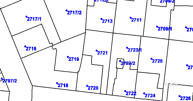 Parcela st. 2721 v KÚ Bolevec, Katastrální mapa