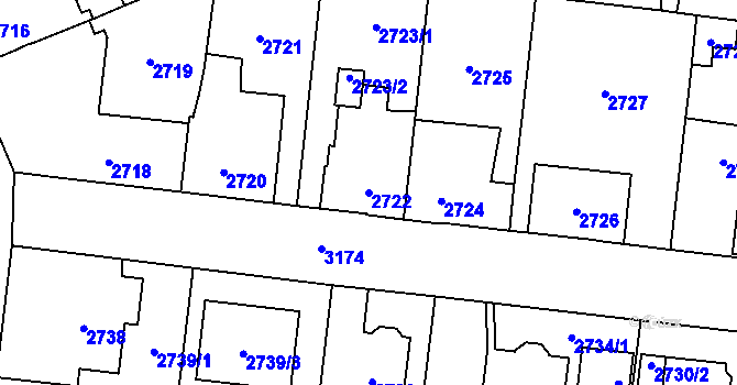Parcela st. 2722 v KÚ Bolevec, Katastrální mapa