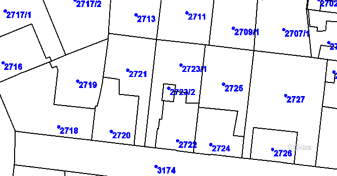 Parcela st. 2723/2 v KÚ Bolevec, Katastrální mapa