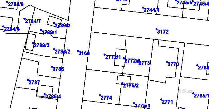 Parcela st. 2772/1 v KÚ Bolevec, Katastrální mapa