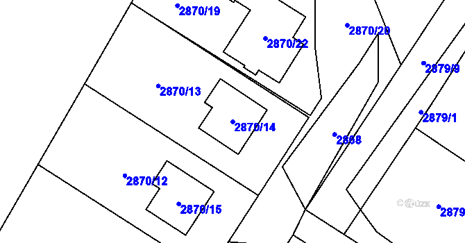 Parcela st. 2870/14 v KÚ Bolevec, Katastrální mapa