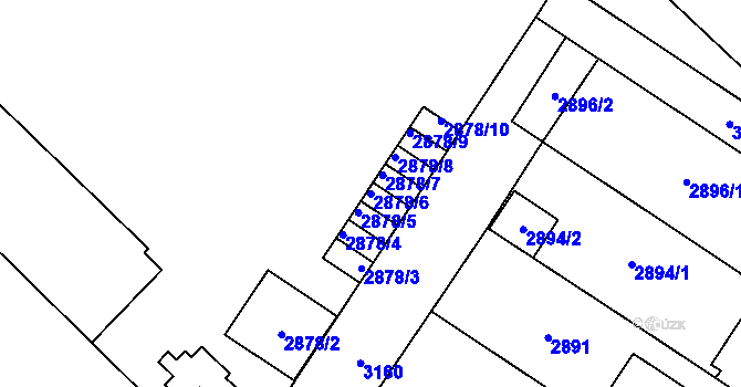 Parcela st. 2878/6 v KÚ Bolevec, Katastrální mapa