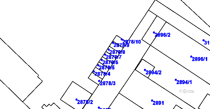 Parcela st. 2878/7 v KÚ Bolevec, Katastrální mapa
