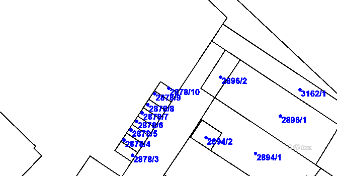 Parcela st. 2878/10 v KÚ Bolevec, Katastrální mapa