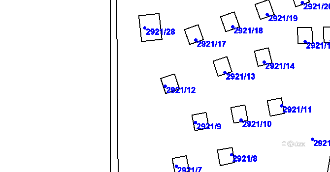Parcela st. 2921/12 v KÚ Bolevec, Katastrální mapa