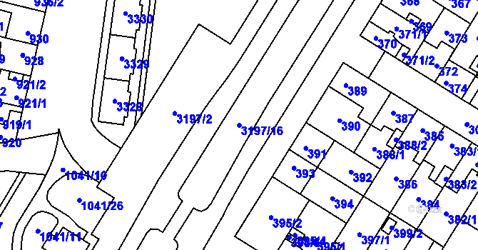 Parcela st. 3197/16 v KÚ Bolevec, Katastrální mapa