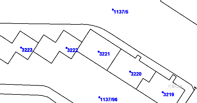 Parcela st. 3221 v KÚ Bolevec, Katastrální mapa