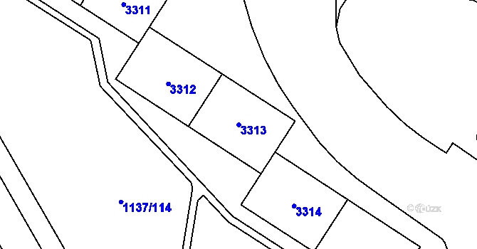 Parcela st. 3313 v KÚ Bolevec, Katastrální mapa