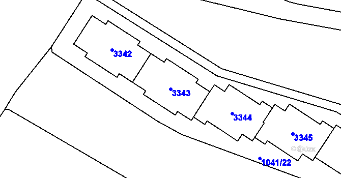 Parcela st. 3343 v KÚ Bolevec, Katastrální mapa