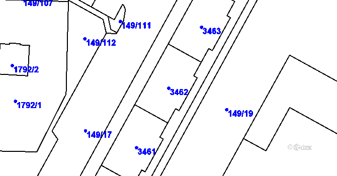 Parcela st. 3462 v KÚ Bolevec, Katastrální mapa