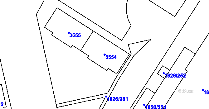 Parcela st. 3554 v KÚ Bolevec, Katastrální mapa