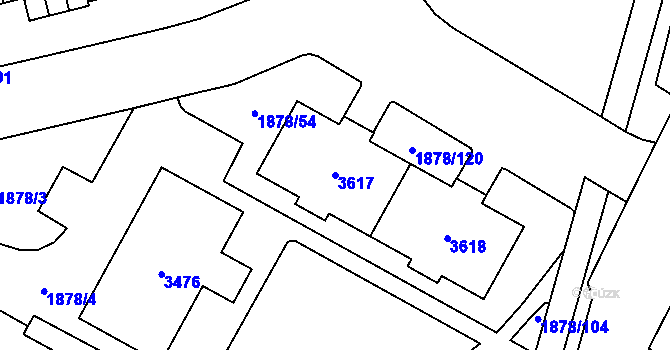 Parcela st. 3617 v KÚ Bolevec, Katastrální mapa