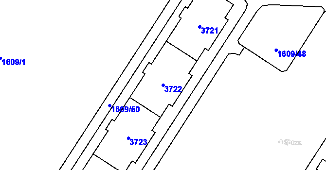 Parcela st. 3722 v KÚ Bolevec, Katastrální mapa
