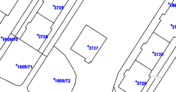 Parcela st. 3727 v KÚ Bolevec, Katastrální mapa