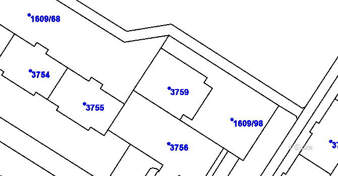 Parcela st. 3759 v KÚ Bolevec, Katastrální mapa