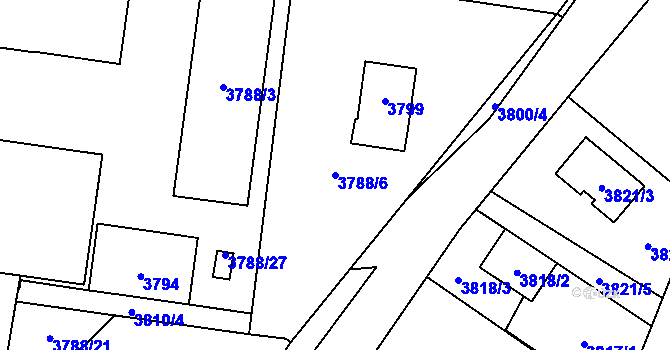 Parcela st. 3788/6 v KÚ Bolevec, Katastrální mapa