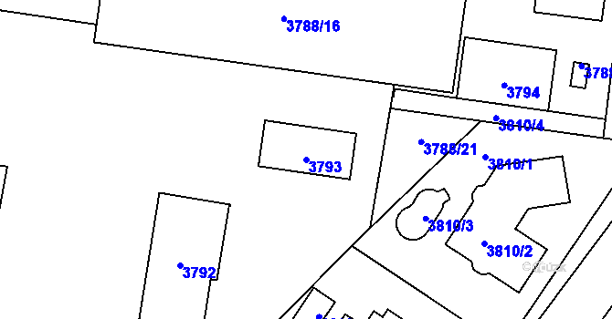 Parcela st. 3793 v KÚ Bolevec, Katastrální mapa