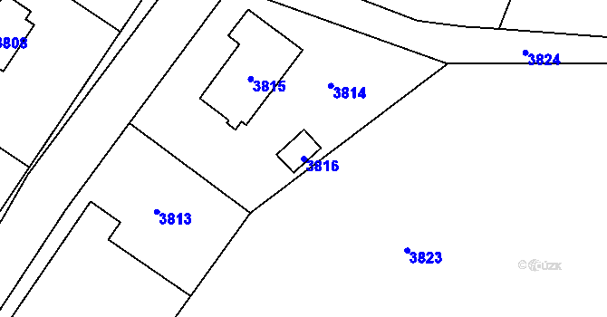Parcela st. 3816 v KÚ Bolevec, Katastrální mapa