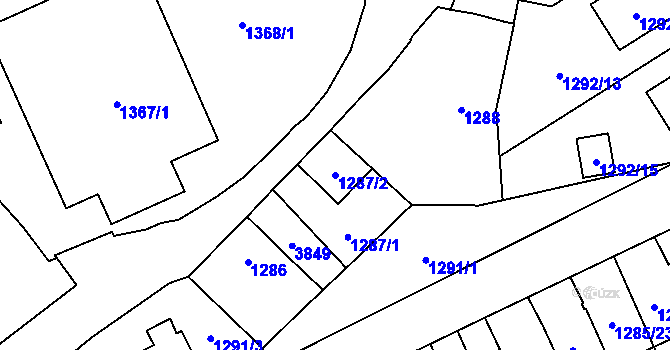 Parcela st. 1287/2 v KÚ Bolevec, Katastrální mapa