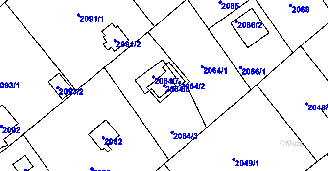 Parcela st. 2064/6 v KÚ Bolevec, Katastrální mapa