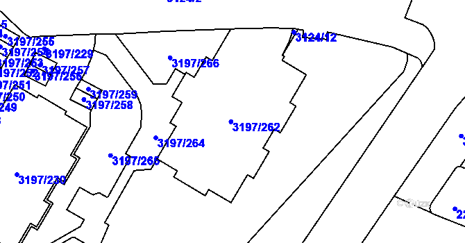Parcela st. 3197/226 v KÚ Bolevec, Katastrální mapa