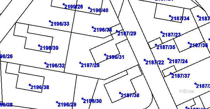 Parcela st. 2196/31 v KÚ Bolevec, Katastrální mapa