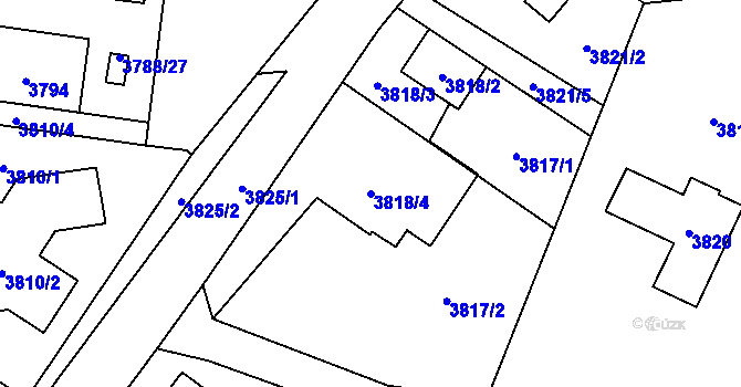 Parcela st. 3818/4 v KÚ Bolevec, Katastrální mapa