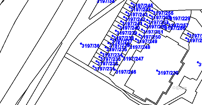 Parcela st. 3197/234 v KÚ Bolevec, Katastrální mapa