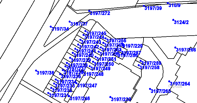 Parcela st. 3197/252 v KÚ Bolevec, Katastrální mapa
