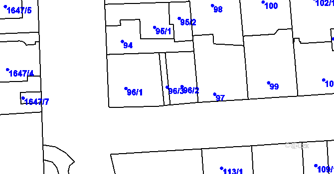 Parcela st. 96/3 v KÚ Bolevec, Katastrální mapa