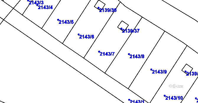 Parcela st. 2143/7 v KÚ Bolevec, Katastrální mapa