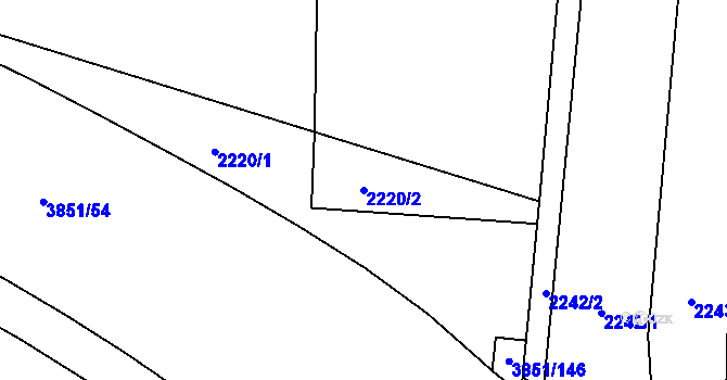 Parcela st. 2220/2 v KÚ Bolevec, Katastrální mapa
