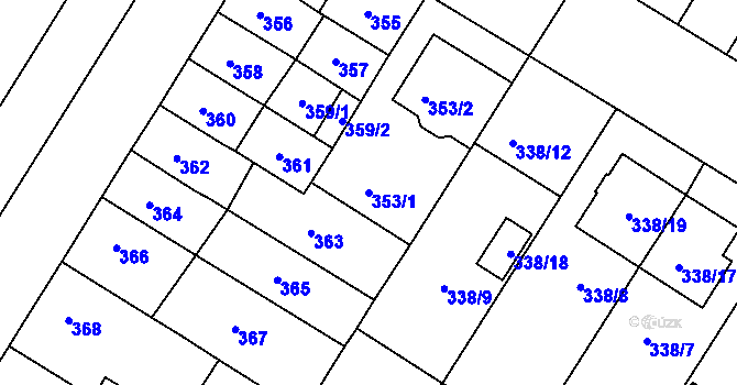 Parcela st. 353/1 v KÚ Bolevec, Katastrální mapa