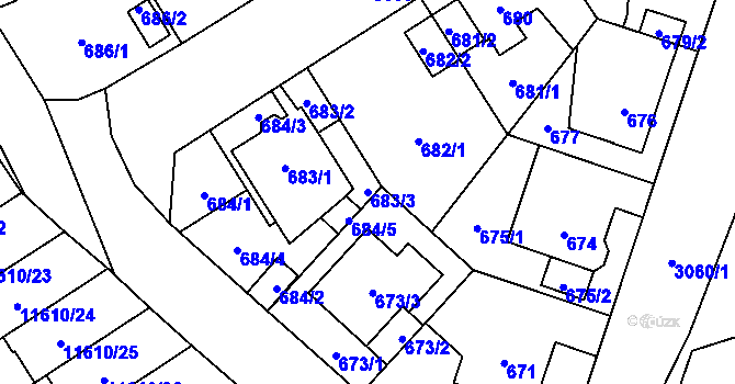 Parcela st. 683/3 v KÚ Bolevec, Katastrální mapa