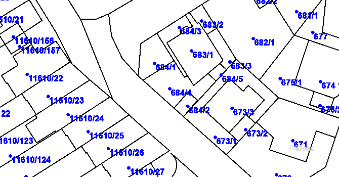 Parcela st. 684/4 v KÚ Bolevec, Katastrální mapa