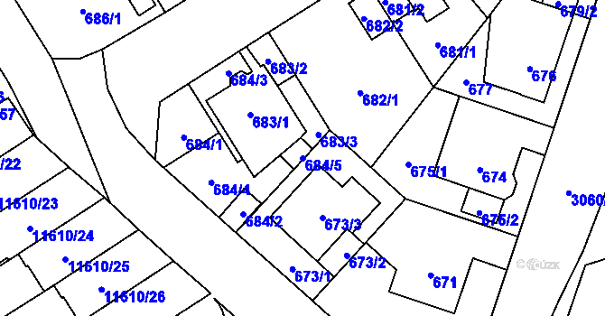 Parcela st. 684/5 v KÚ Bolevec, Katastrální mapa