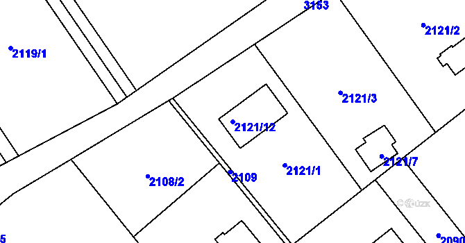 Parcela st. 2121/12 v KÚ Bolevec, Katastrální mapa