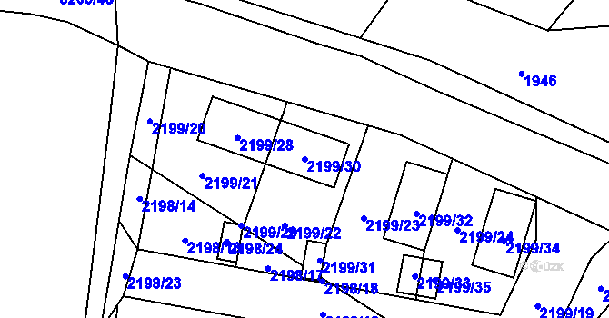 Parcela st. 2199/30 v KÚ Bolevec, Katastrální mapa