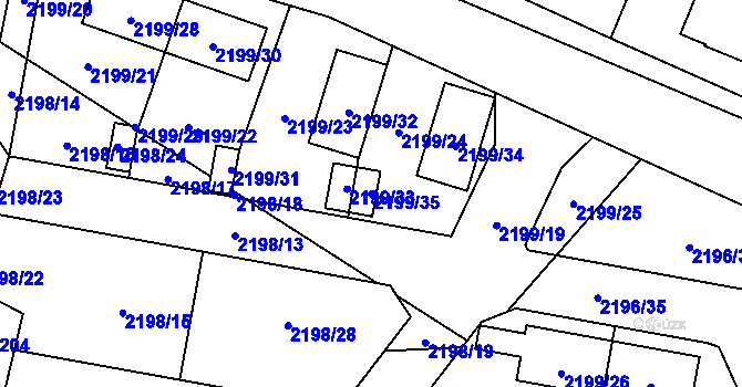 Parcela st. 2199/35 v KÚ Bolevec, Katastrální mapa