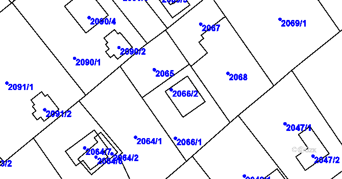 Parcela st. 2066/2 v KÚ Bolevec, Katastrální mapa