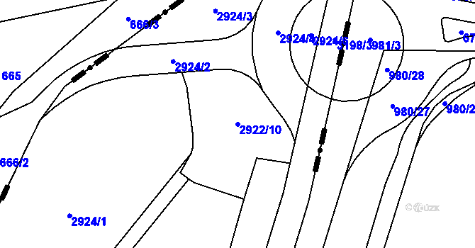 Parcela st. 2922/10 v KÚ Bolevec, Katastrální mapa