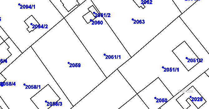 Parcela st. 2061/1 v KÚ Bolevec, Katastrální mapa