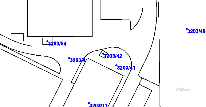 Parcela st. 3203/42 v KÚ Bolevec, Katastrální mapa